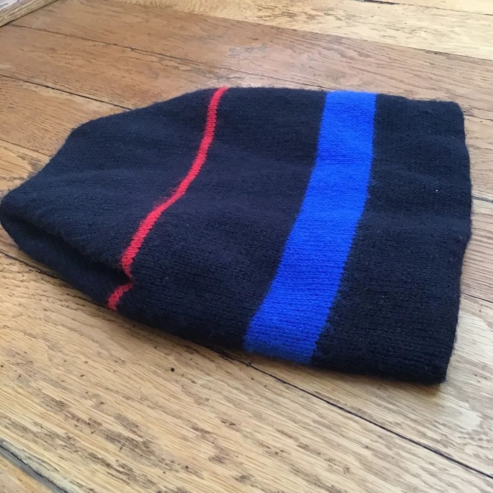 Vintage Wool Ski Hat Windproof Lined EUC Winter Beanie Snow Black Red Blue